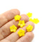 10mm Yellow Flower beads, czech glass bell caps 10Pc