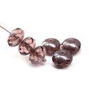 7x11mm Dusty purple puffy rondelle Czech glass beads, 6pc