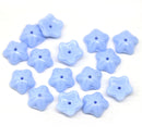10mm Periwinkle blue Flower beads, czech glass bell caps 12Pc