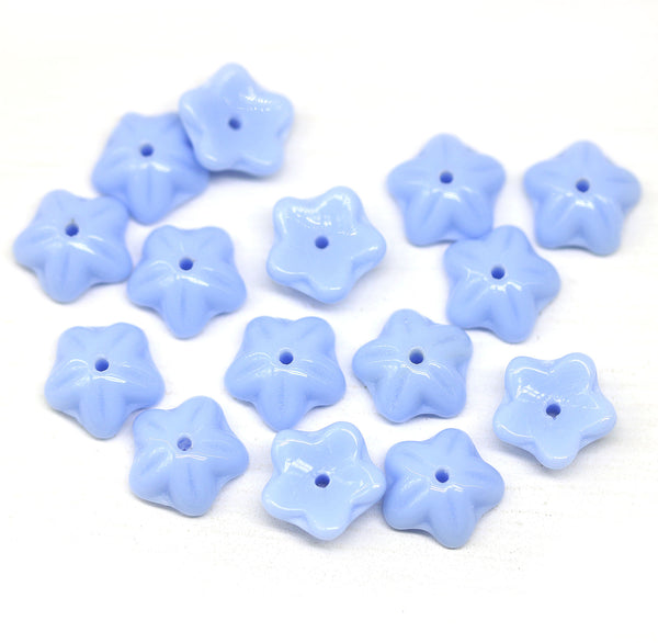 10mm Periwinkle blue Flower beads, czech glass bell caps