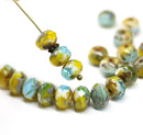 6x8mm Gemstone cut rondel beads Blue yellow picasso - 10pc