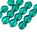 9x8mm Teal green flat oval wavy czech glass beads, 15Pc