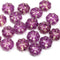 9mm Clear with dark pink wash Czech glass daisy flower beads, 20pc