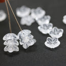 10mm Crystal clear czech glass flower caps pressed bell 20Pc