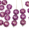 9mm Clear with dark pink wash Czech glass daisy flower beads, 20pc