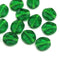 9x8mm Emerald green flat oval wavy czech glass beads, 15Pc