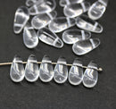6x13mm Crystal clear long teardrop czech glass beads, 15pc