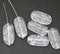 25x12mm Large oval clear flat czech glass beads with ornament - 6pc