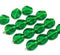 9x8mm Emerald green flat oval wavy czech glass beads, 15Pc