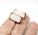 20mm Beige brown triangle ceramic beads, 2.5mm hole, 2pc