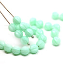 6mm Mint green round melon shape czech glass beads - 30Pc
