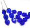 9x8mm Cobalt blue flat oval wavy czech glass beads, 15Pc