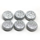 Silver frosted glass snowflake beads - 6pc