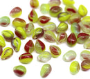 5x7mm Yellow red teardrops czech glass beads, 50pc