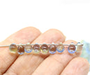 5x7mm Light blue yellow glass drops, czech teardrop beads, 50pc