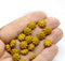 9mm Dark ocher yellow flower beads Czech glass daisy - 20Pc