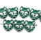 11mm Teal cat head beads, silver inlays Czech glass - 8pc