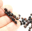 5mm Black bicone beads copper flakes Czech glass fire polished 50pc