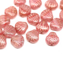 9mm Pink shell Czech glass beads, copper wash, 20pc