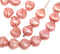9mm Pink shell Czech glass beads, copper wash, 20pc