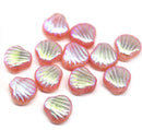 9mm Pink shell Czech glass beads, AB finish, 15pc
