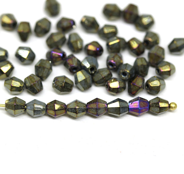 5mm Iris brown bicone beads Czech glass fire polished 50pc