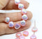 9mm Pink shell Czech glass beads, AB finish, 15pc