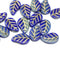 14x9mm Blue gray Czech glass leaves, gold wash, 15pc