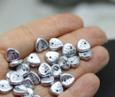 9mm Silver colored heart shaped triangle leaf czech glass, 30pc