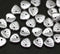 9mm Silver colored heart shaped triangle leaf czech glass, 30pc