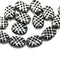 13x9mm Puffy oval black czech glass pressed beads, silver wash, 15pc