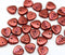 9mm Red copper colored heart shaped triangle leaf czech glass, 30pc