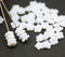7mm Opaque white flower caps, Czech glass small floral beads - 50Pc
