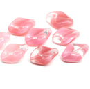 19x13mm Pink oval Czech glass large wavy beads - 4Pc