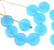 12mm Opal blue coin czech glass beads, round tablet shape pressed beads 12Pc