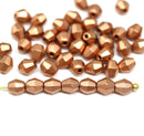 5mm Metallic light copper bicone beads Czech glass fire polished 50pc