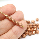 5mm Metallic light copper bicone beads Czech glass fire polished 50pc