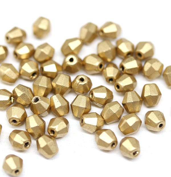 5mm Metallic gold bicone beads Czech glass fire polished 50pc