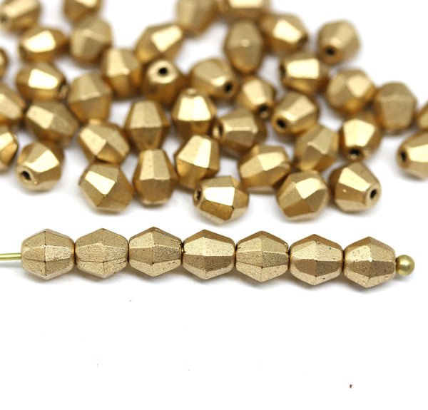 5mm Metallic gold bicone beads Czech glass fire polished 50pc