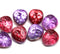 14mm Pink purple mix strawberry czech glass beads, 4Pc