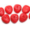 14mm Opaque red strawberry czech glass beads, 4Pc