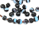 1.5mm hole jet black blue 6mm melon shape beads - 30pc