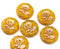 18mm Ocher yellow flower Czech glass beads, copper wash, 2pc