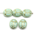 13x11mm Mint gold ladybug Czech glass beads, 4pc