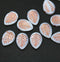 12x16mm White side drilled leaf beads, copper inlays, 10pc