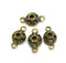 Holes ornament round antique brass connector 2pc