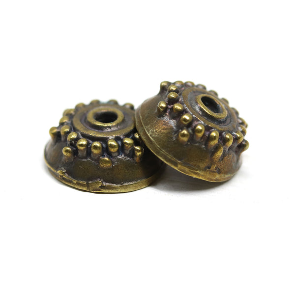 Large bead caps Antique brass 2Pc