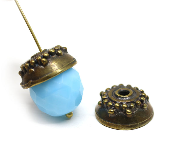 Large bead caps Antique brass 2Pc