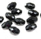 12x8mm Jet black barrel czech glass fire polished oval beads, 6Pc