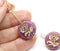 18mm Opal dark pink flower Czech glass beads, floral ornament beads pair, 2pc